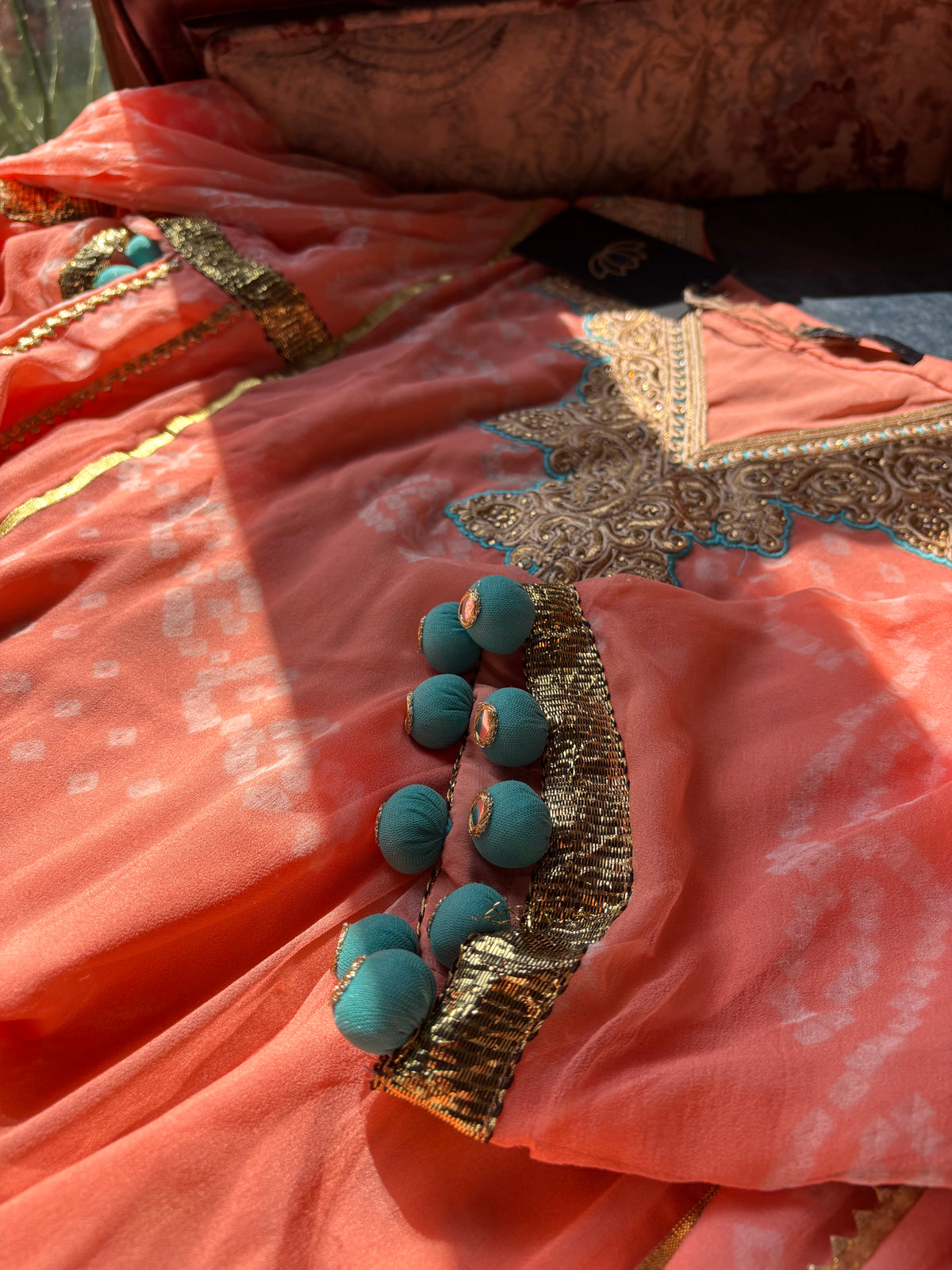 Gulnaar Peach Suit Set