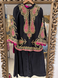 Midnight Noir Hand-Embroidered Kurta Set with Pants