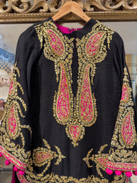 Midnight Noir Hand-Embroidered Kurta Set with Pants