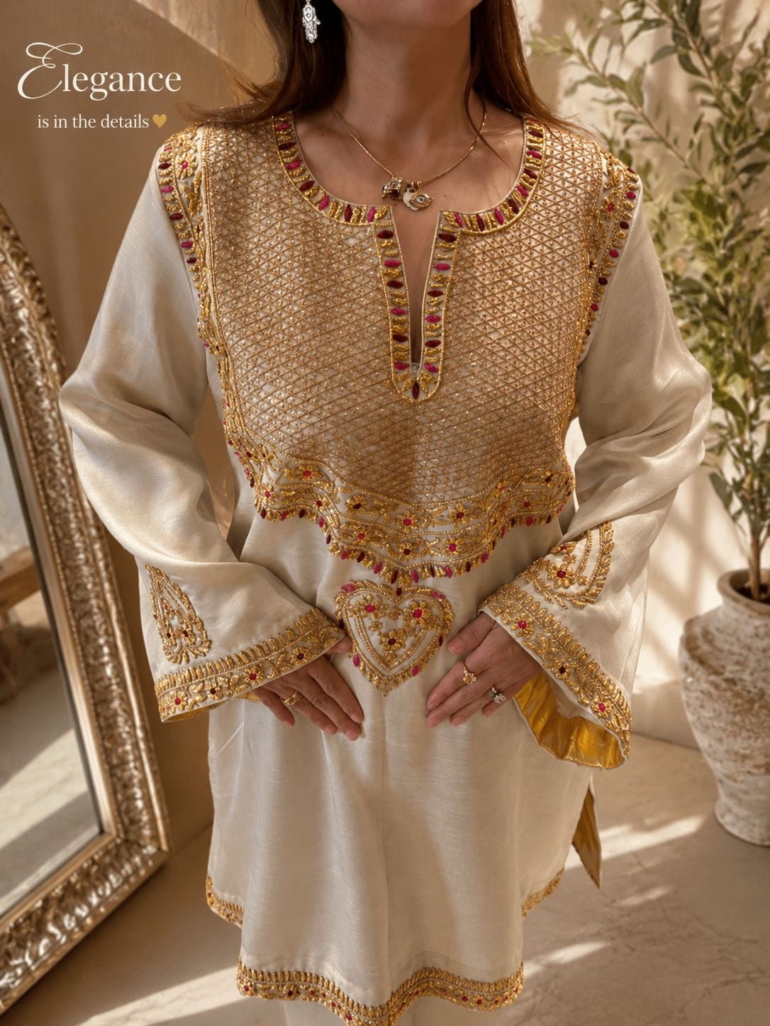 Ivory Pakistani Embroidered Suit Set