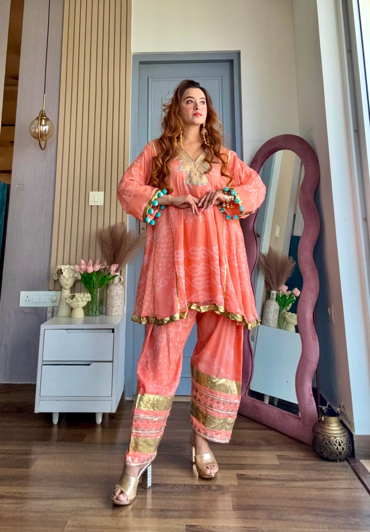 Gulnaar Peach Suit Set