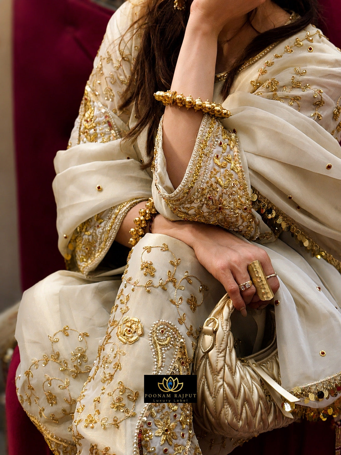 Pure Glass Silk Zardozi Ensemble