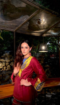 Rajwadi Mughal Handcrafted Kurta & Flared Pants Set