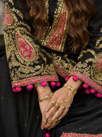Midnight Noir Hand-Embroidered Kurta Set with Pants
