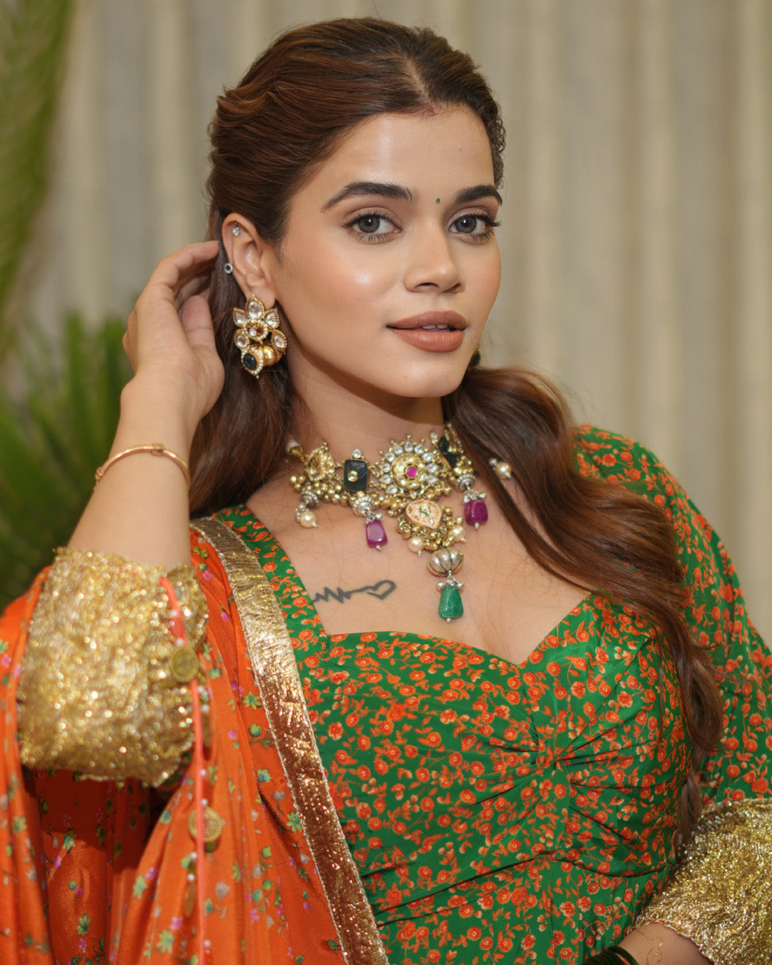Rekha in Green Suit Set