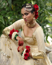 Gold Peplum Sharara Set