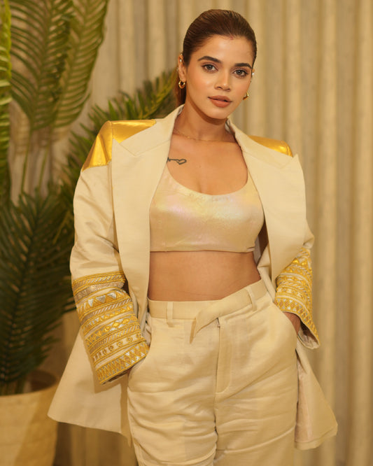 Gold Shoulder Blazer Set