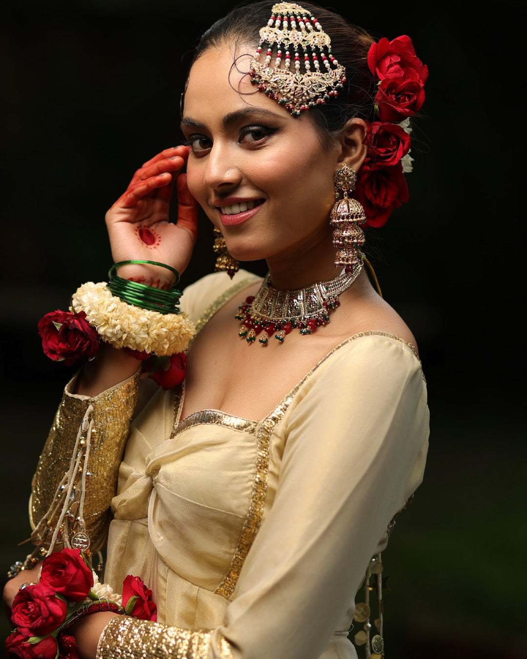 Gold Peplum Sharara Set