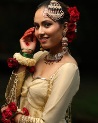 Gold Peplum Sharara Set