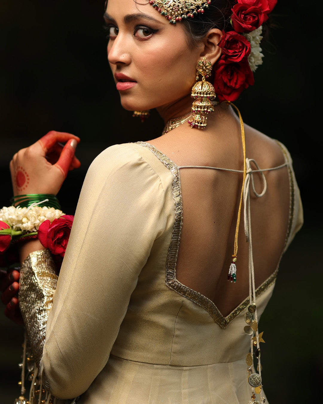 Gold Peplum Sharara Set