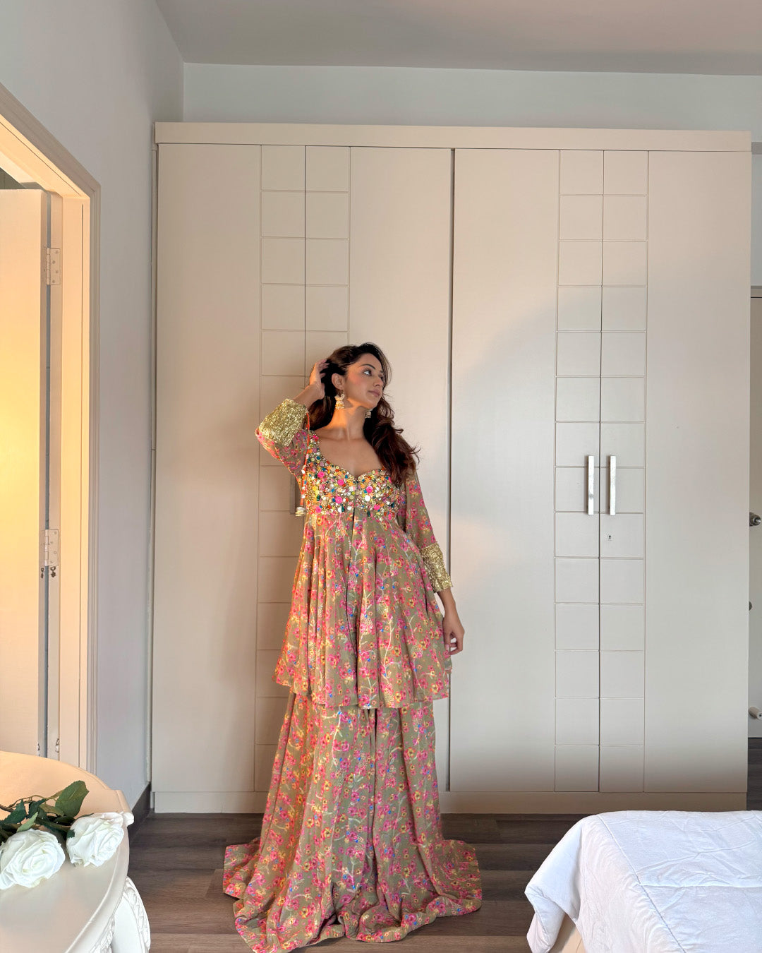 Rekha in Grey Suit Set