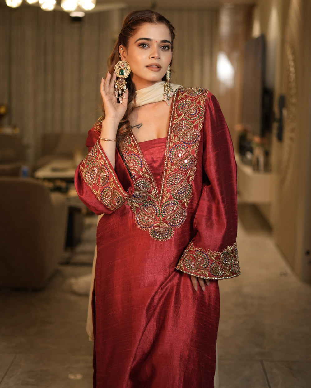 Red Mehreen Pakistani Suit