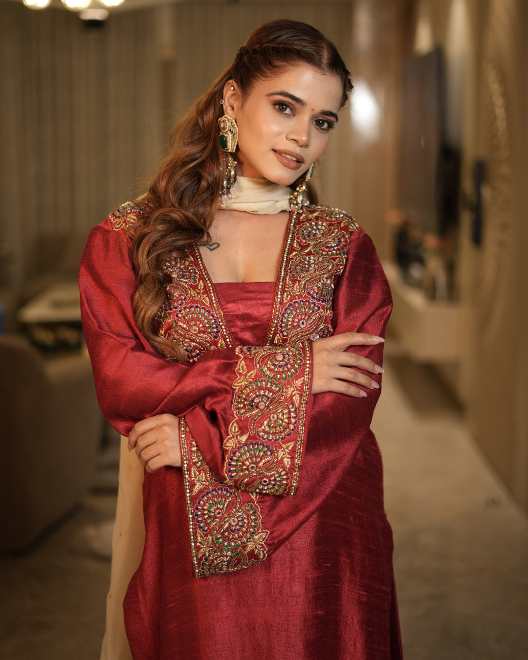 Red Mehreen Pakistani Suit